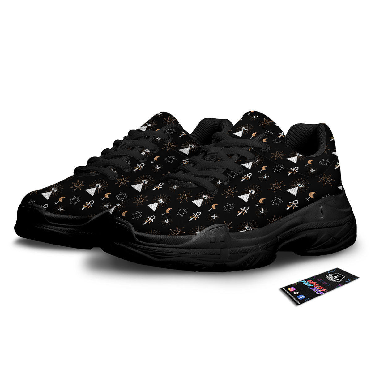 Eye Of Horus Egypt Print Pattern Black Chunky Shoes-grizzshop