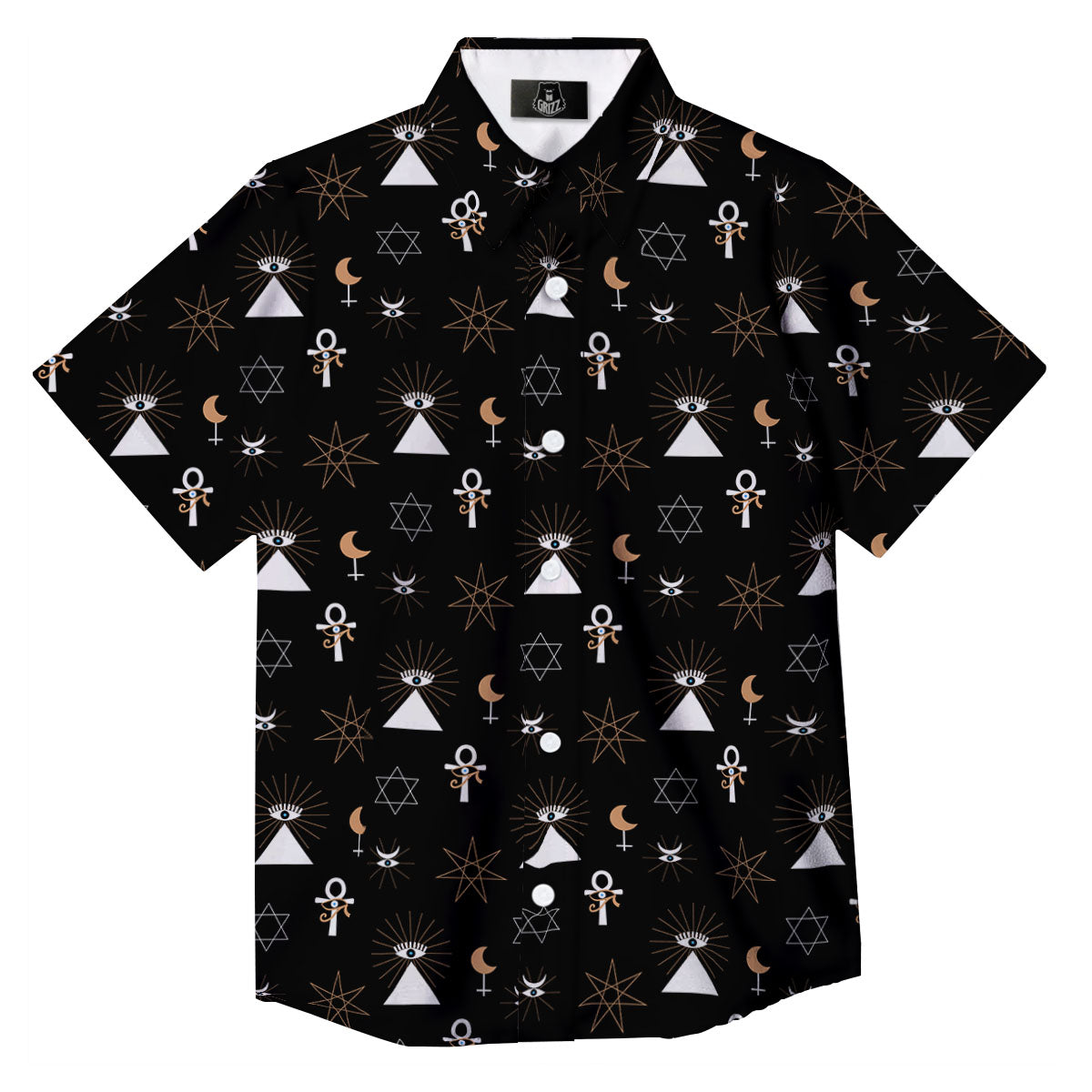 Eye Of Horus Egypt Print Pattern Button Up Shirt-grizzshop