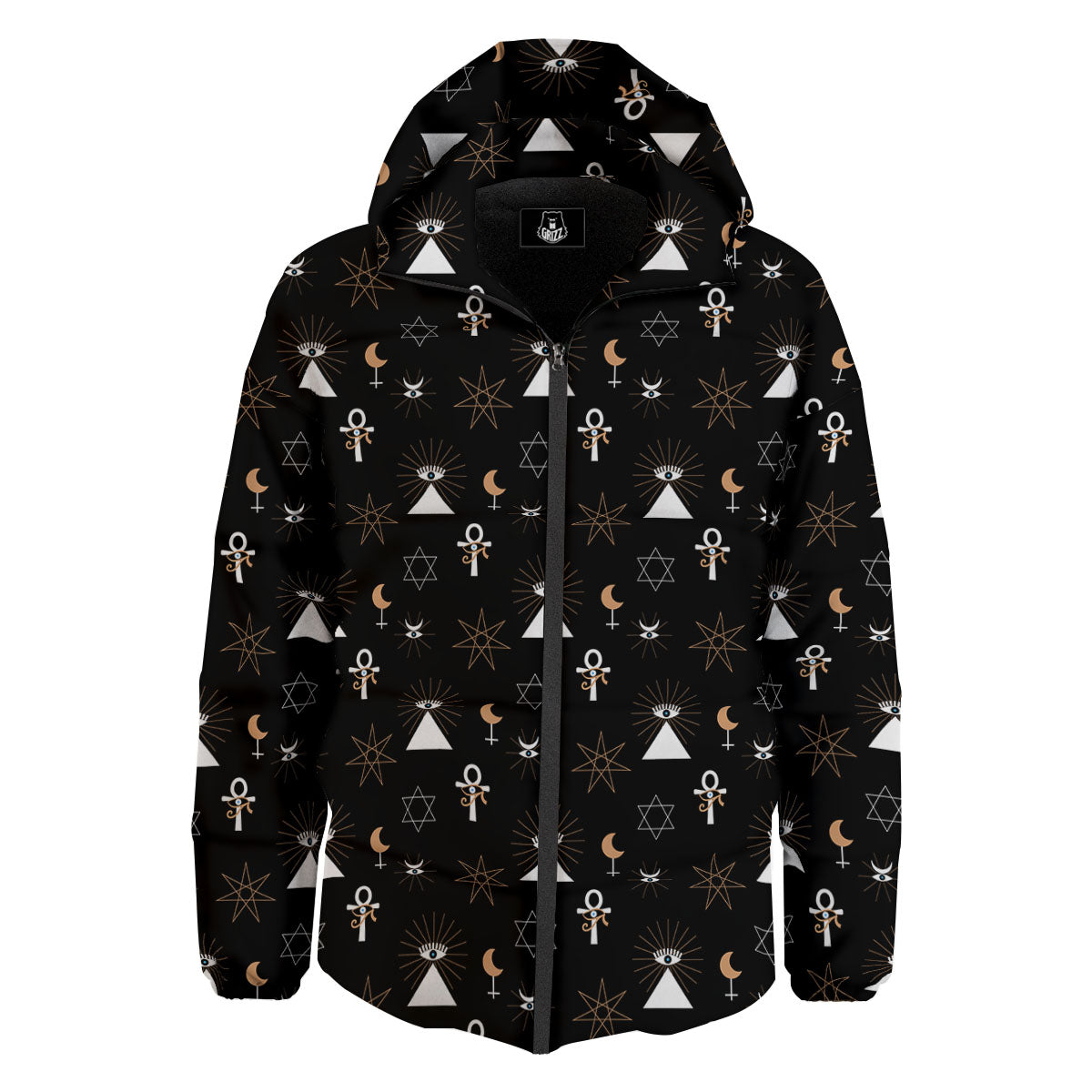 Eye Of Horus Egypt Print Pattern Down Jacket-grizzshop