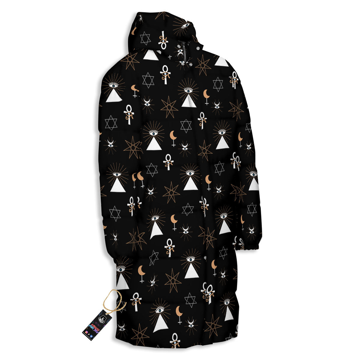 Eye Of Horus Egypt Print Pattern Long Down Jacket-grizzshop