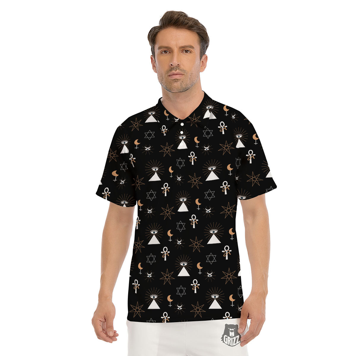 Eye Of Horus Egypt Print Pattern Men's Golf Shirts-grizzshop