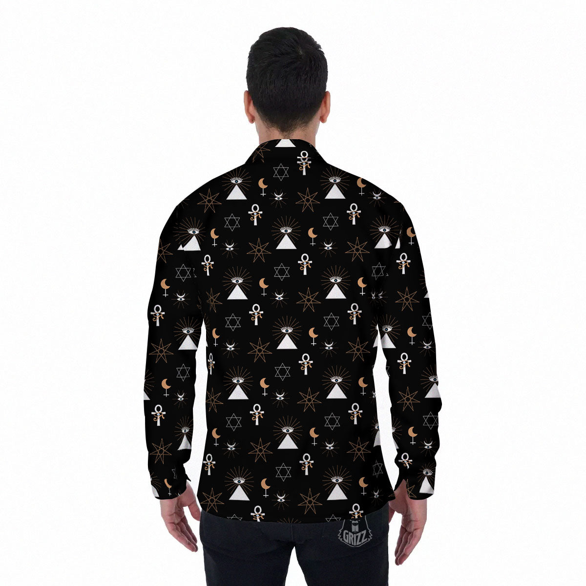 Eye Of Horus Egypt Print Pattern Men's Long Sleeve Shirts-grizzshop