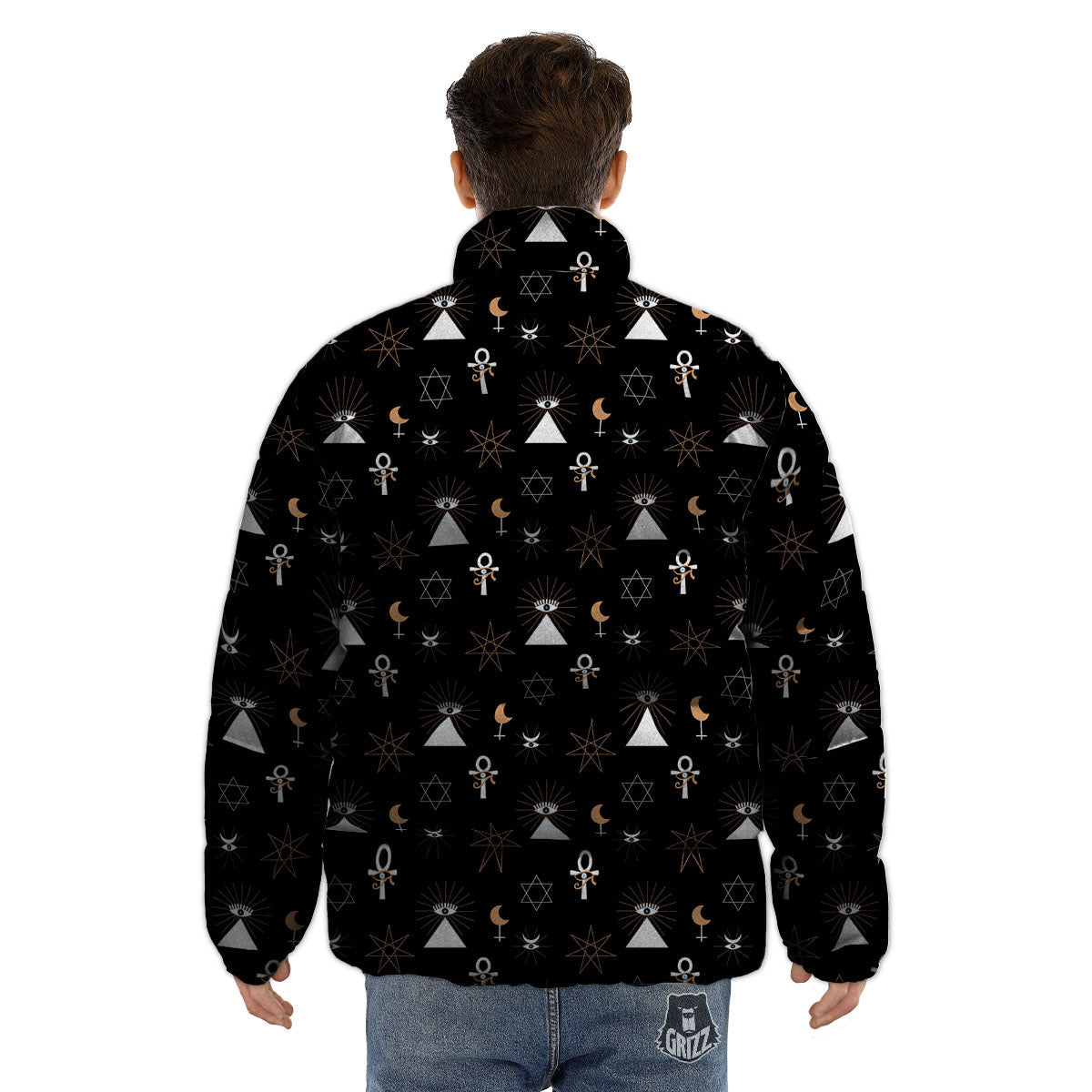 Eye Of Horus Egypt Print Pattern Puffer Jacket-grizzshop