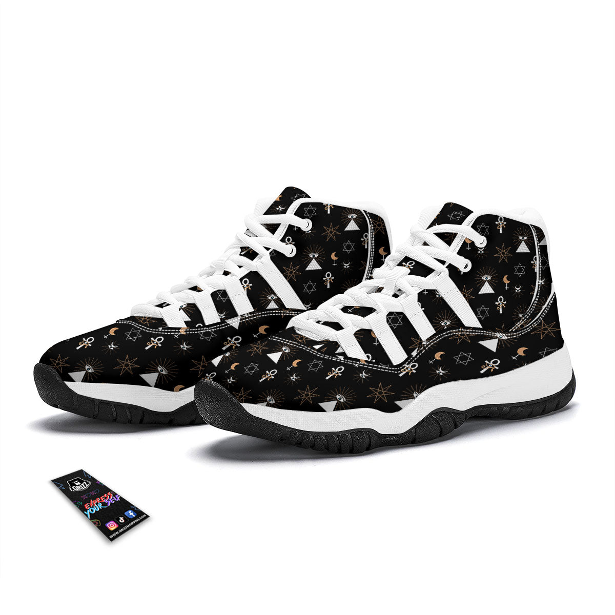 Eye Of Horus Egypt Print Pattern White Bball Shoes-grizzshop