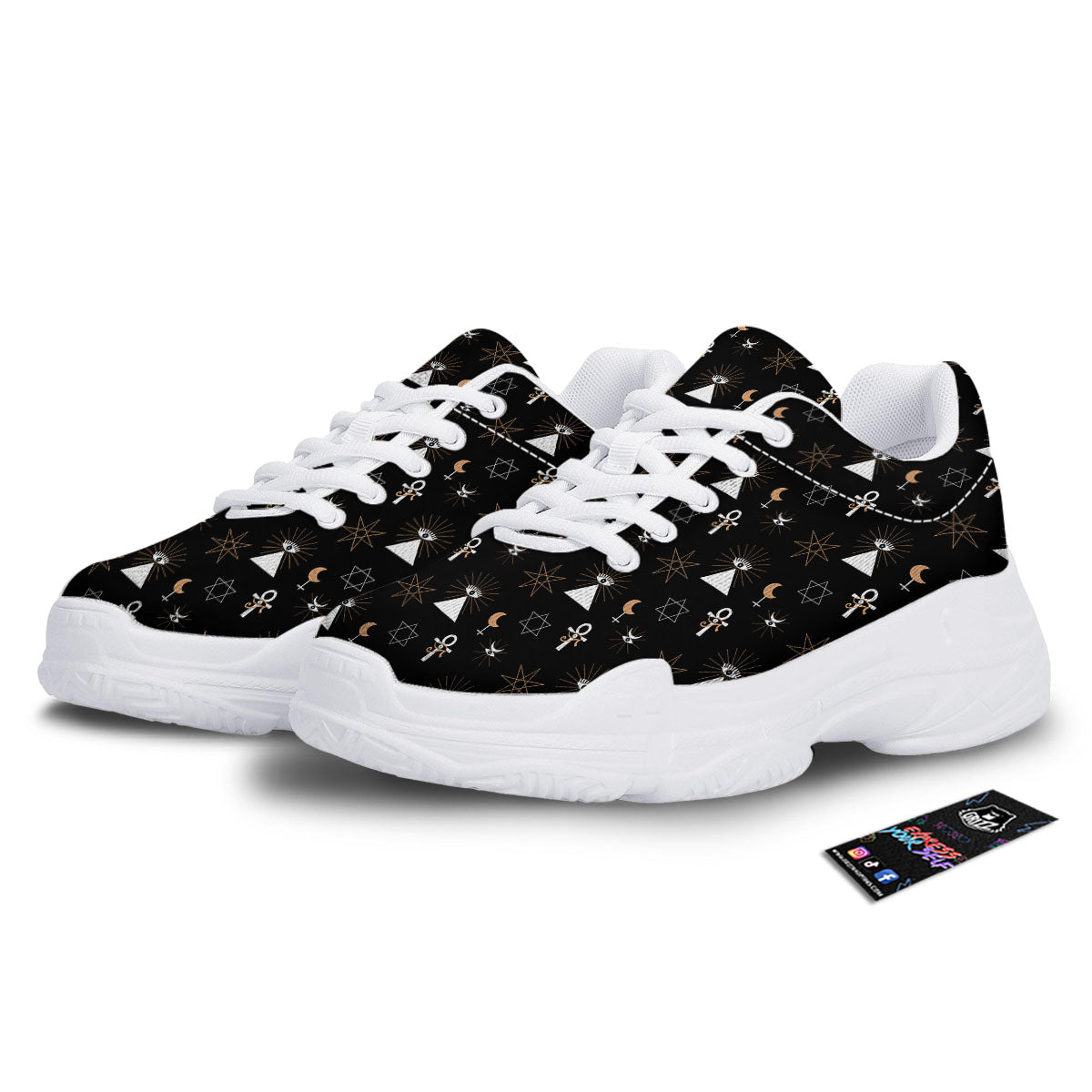 Eye Of Horus Egypt Print Pattern White Chunky Shoes-grizzshop