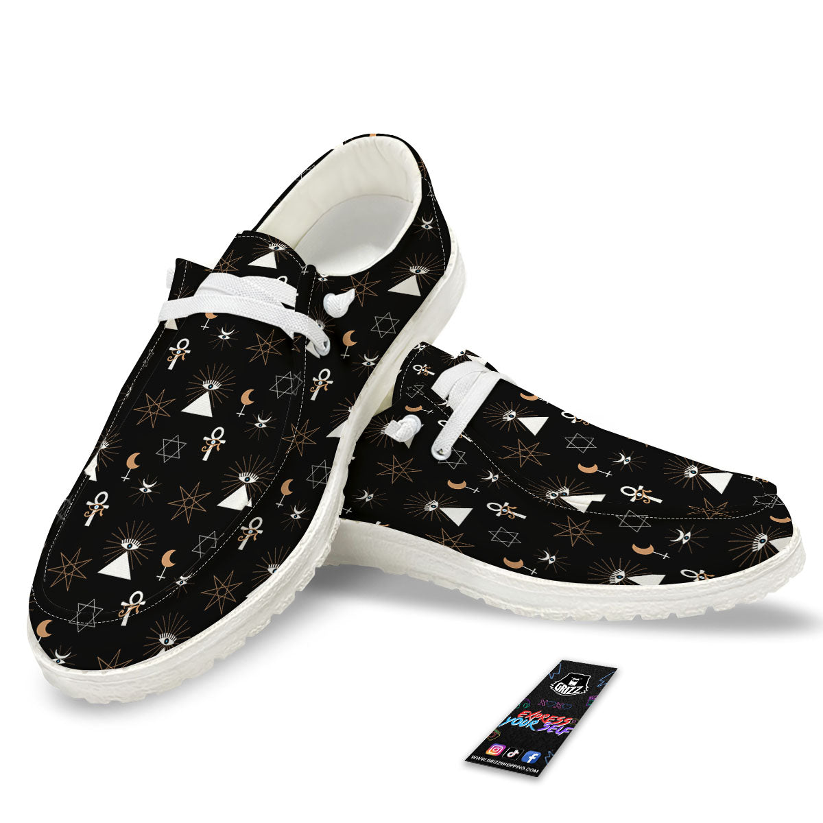 Eye Of Horus Egypt Print Pattern White Loafers-grizzshop