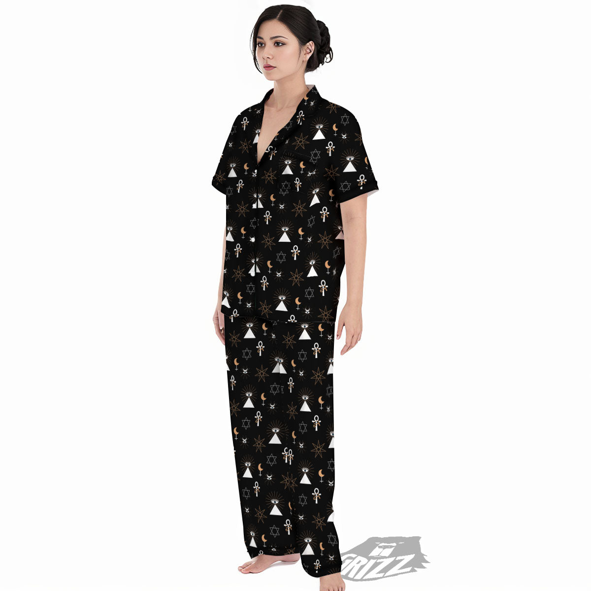 Eye Of Horus Egypt Print Pattern Women's Pajamas Set-grizzshop