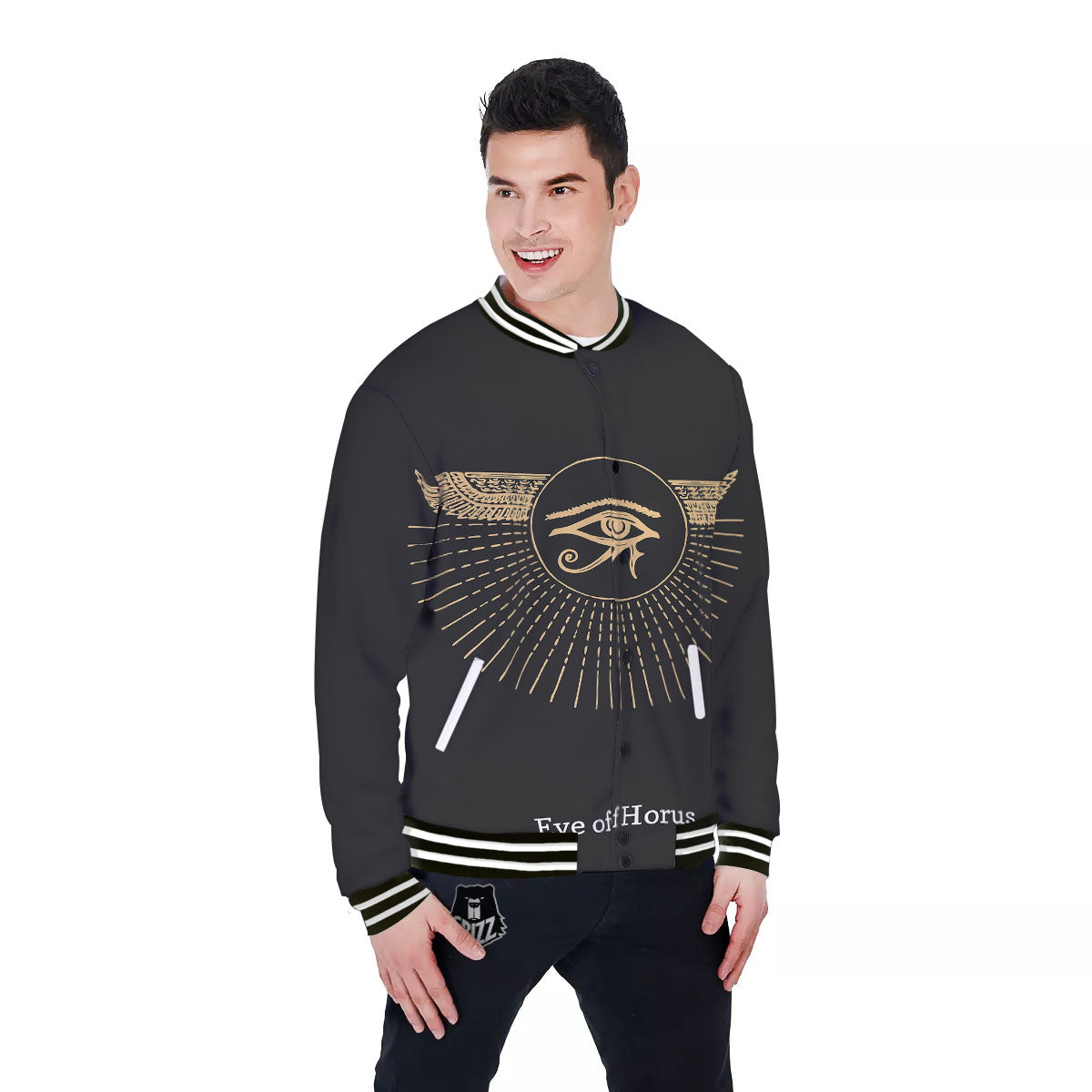 Eye Of Horus Egyptian Print Baseball Jacket-grizzshop