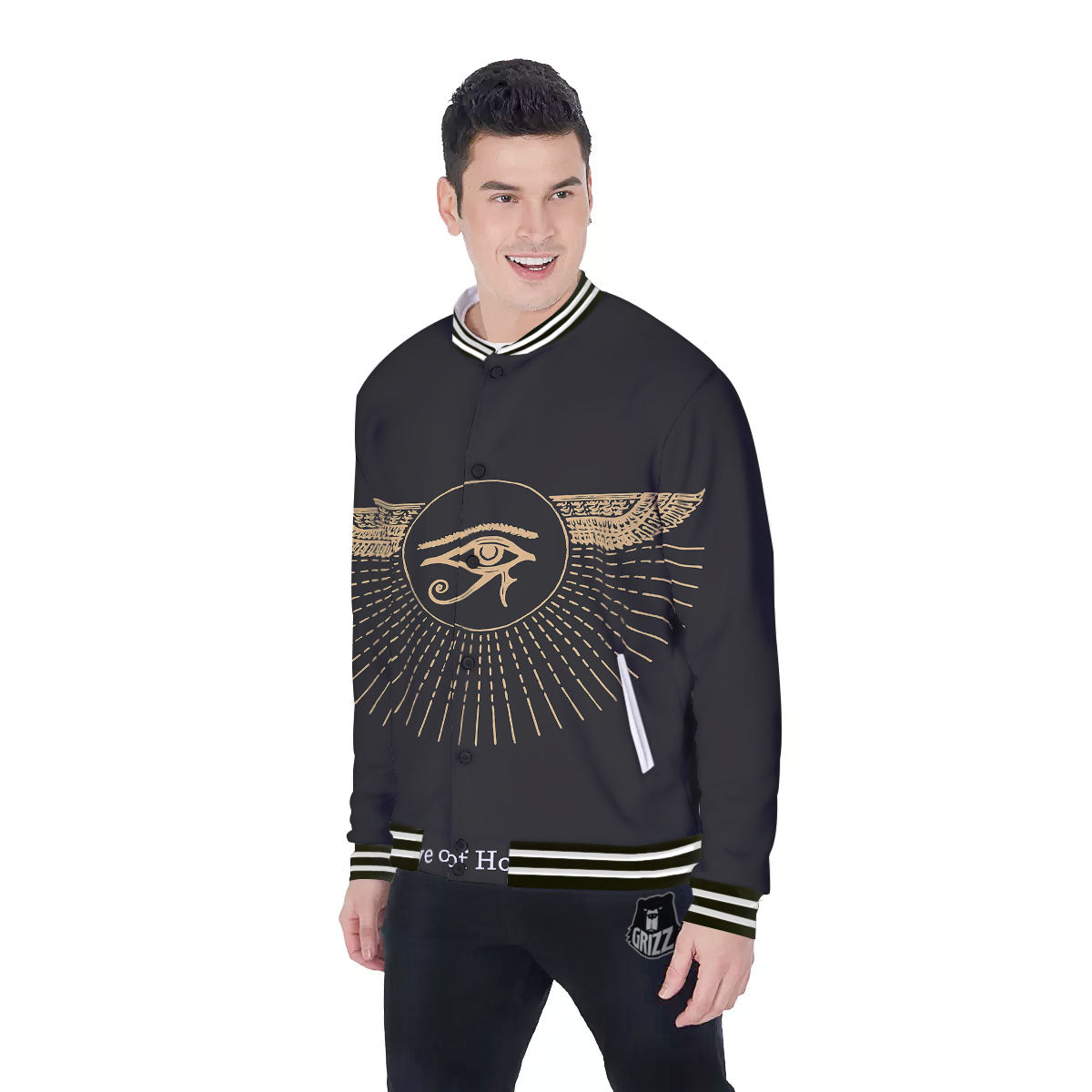 Eye Of Horus Egyptian Print Baseball Jacket-grizzshop