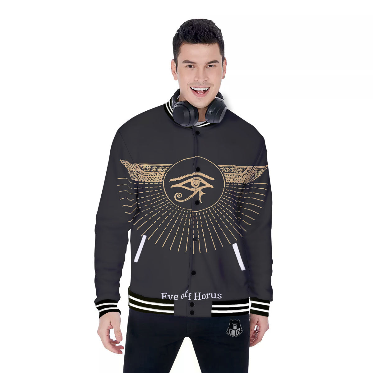 Eye Of Horus Egyptian Print Baseball Jacket-grizzshop
