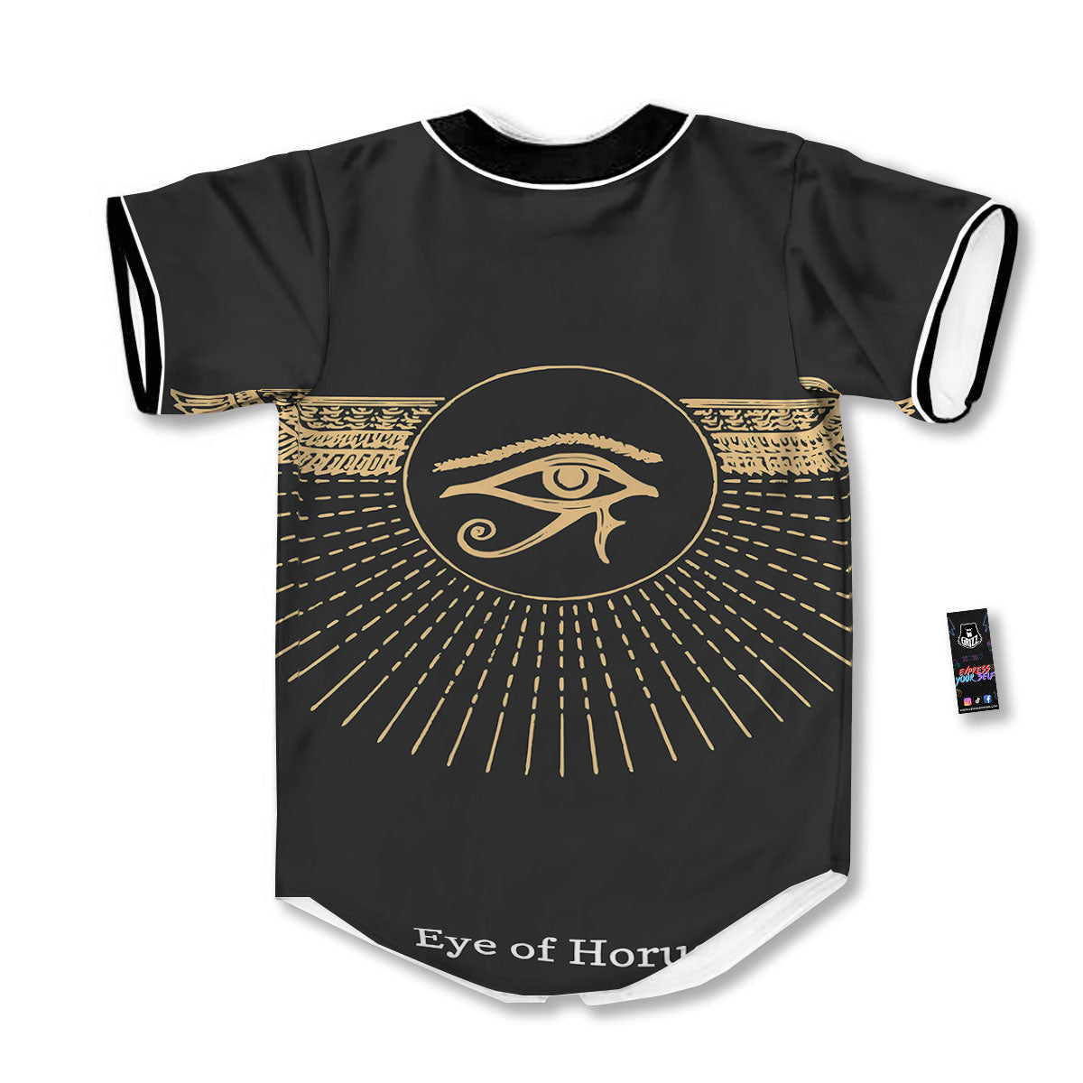 Eye Of Horus Egyptian Print Baseball Jersey-grizzshop