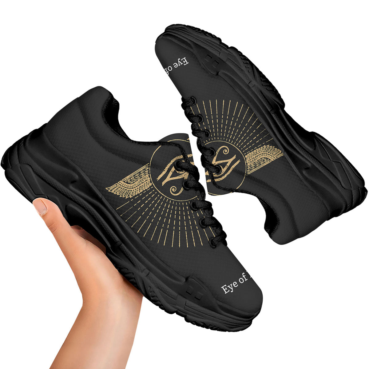 Eye Of Horus Egyptian Print Black Chunky Shoes-grizzshop