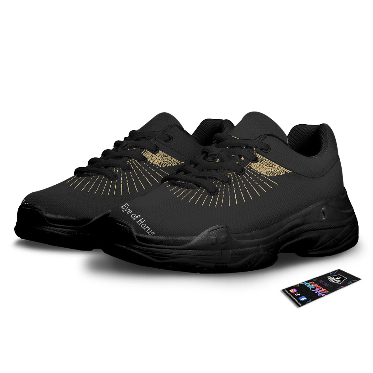 Eye Of Horus Egyptian Print Black Chunky Shoes-grizzshop