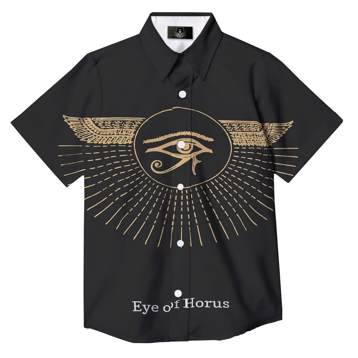 Eye Of Horus Egyptian Print Button Up Shirt-grizzshop