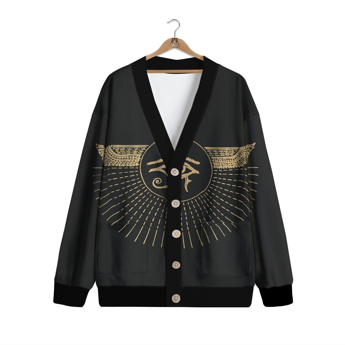 Eye Of Horus Egyptian Print Cardigan-grizzshop
