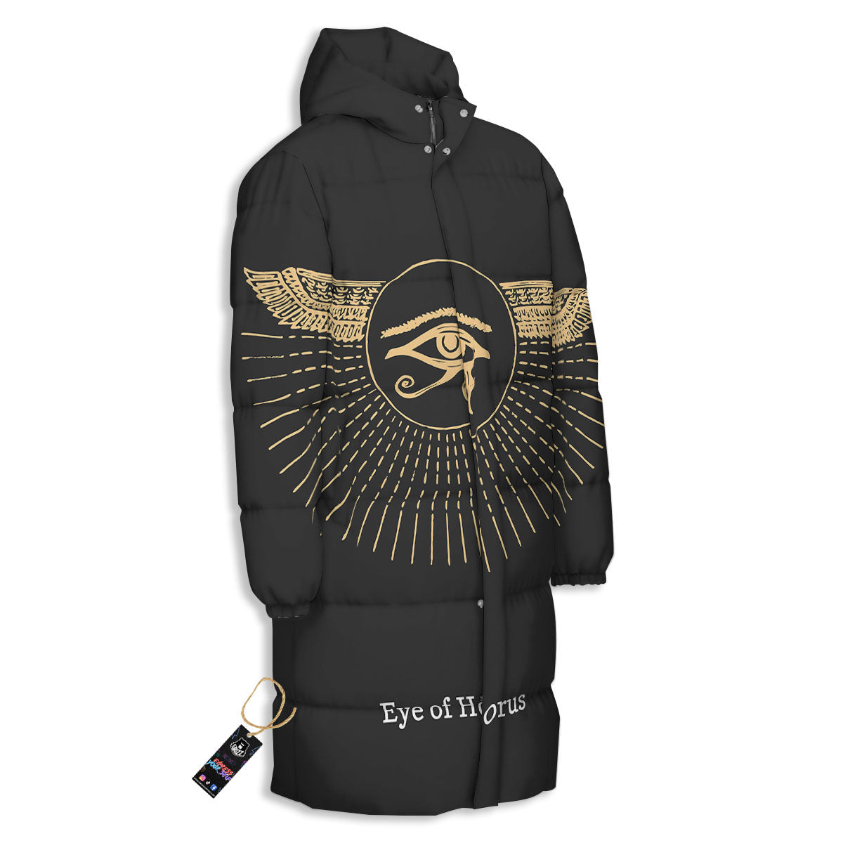Eye Of Horus Egyptian Print Long Down Jacket-grizzshop