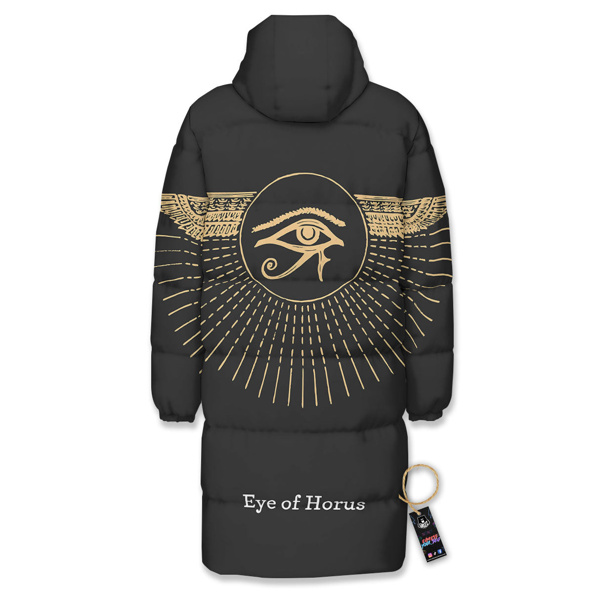 Eye Of Horus Egyptian Print Long Down Jacket-grizzshop