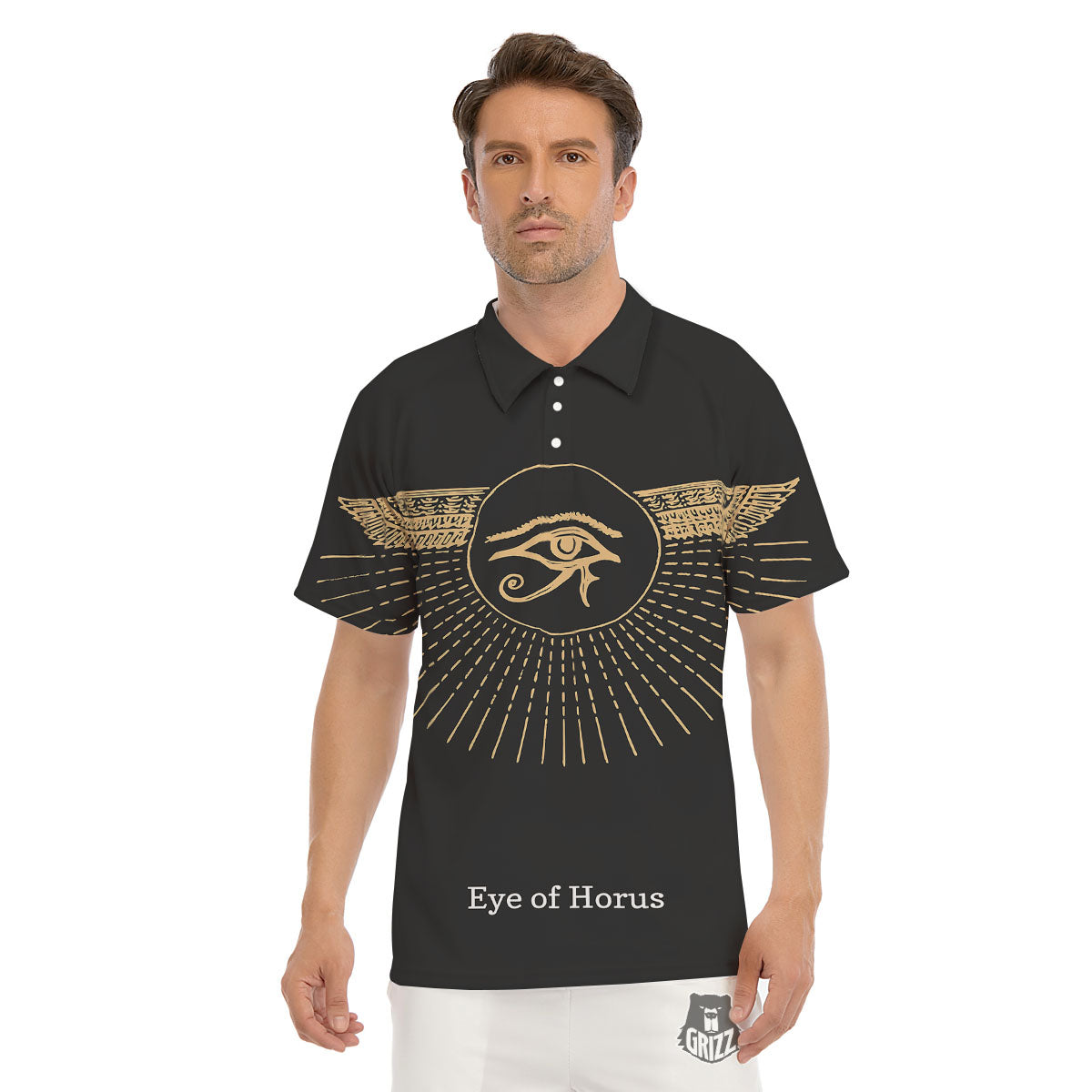 Eye Of Horus Egyptian Print Men's Golf Shirts-grizzshop