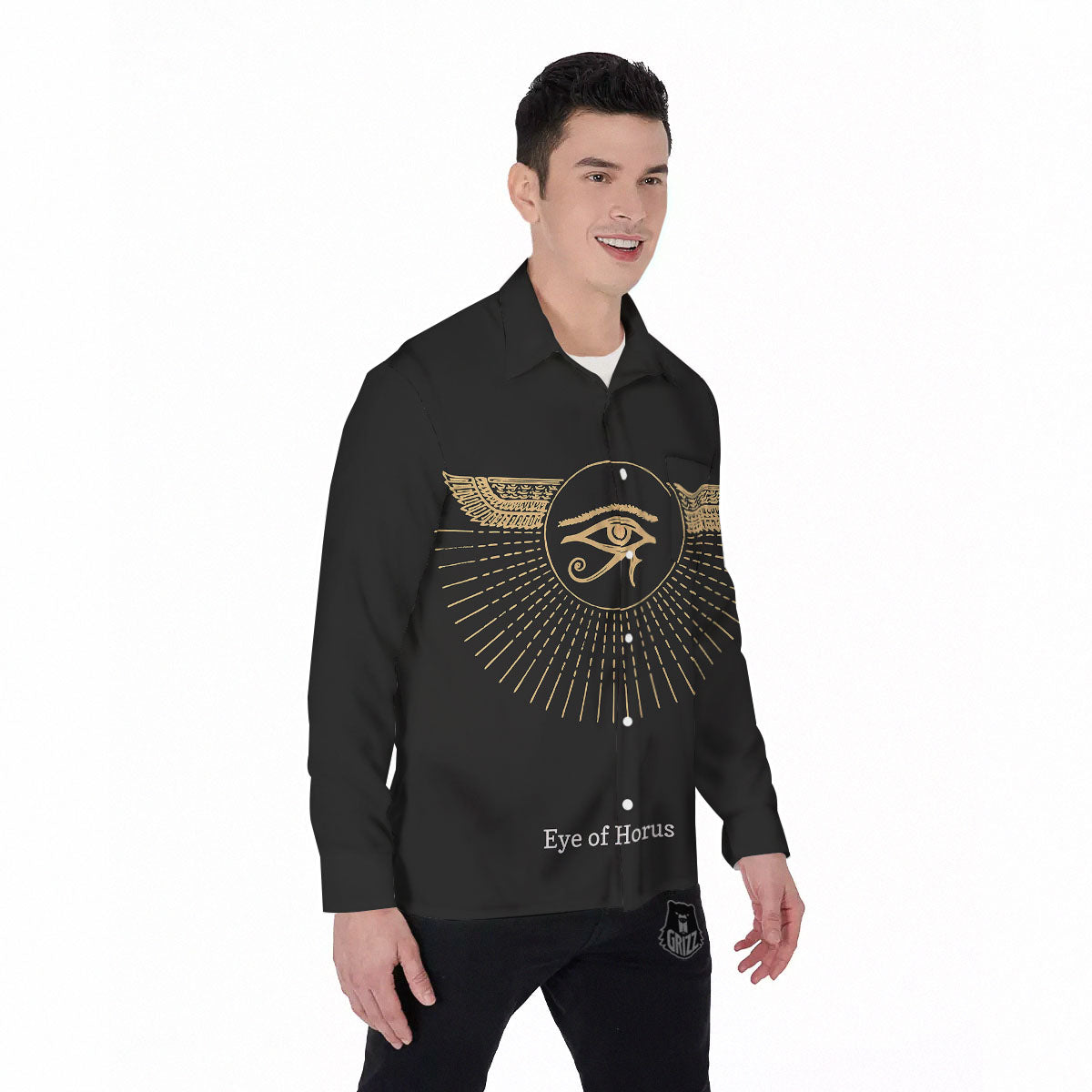 Eye Of Horus Egyptian Print Men's Long Sleeve Shirts-grizzshop