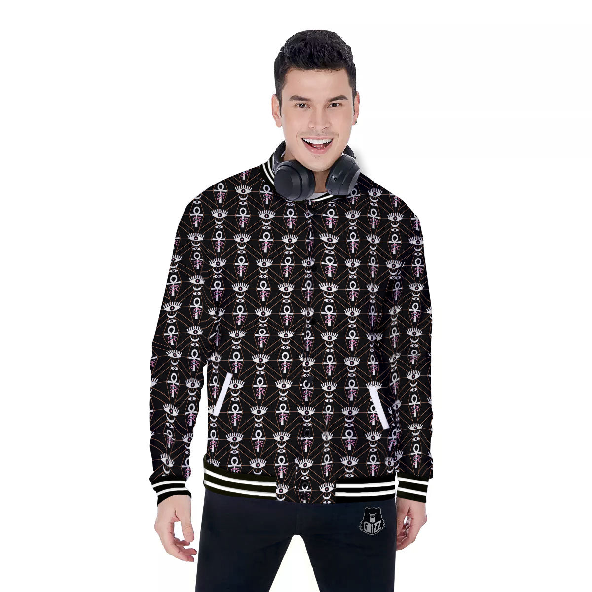 Eye Of Horus Egyptian Print Pattern Baseball Jacket-grizzshop