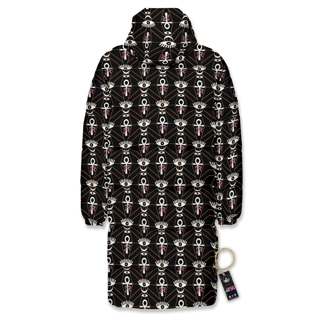 Eye Of Horus Egyptian Print Pattern Long Down Jacket-grizzshop