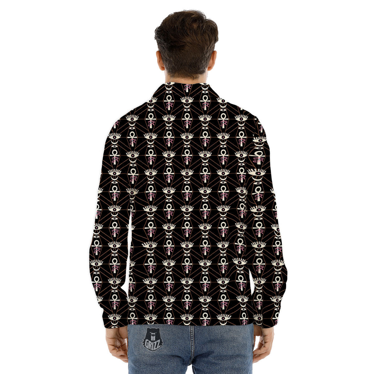 Eye Of Horus Egyptian Print Pattern Men's Dress Shirts-grizzshop