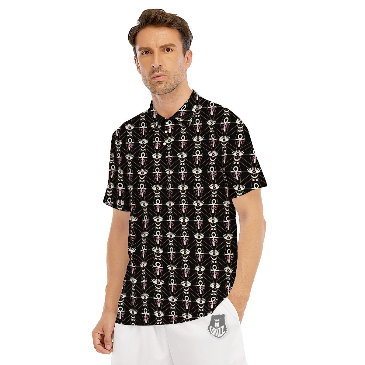 Eye Of Horus Egyptian Print Pattern Men's Golf Shirts-grizzshop