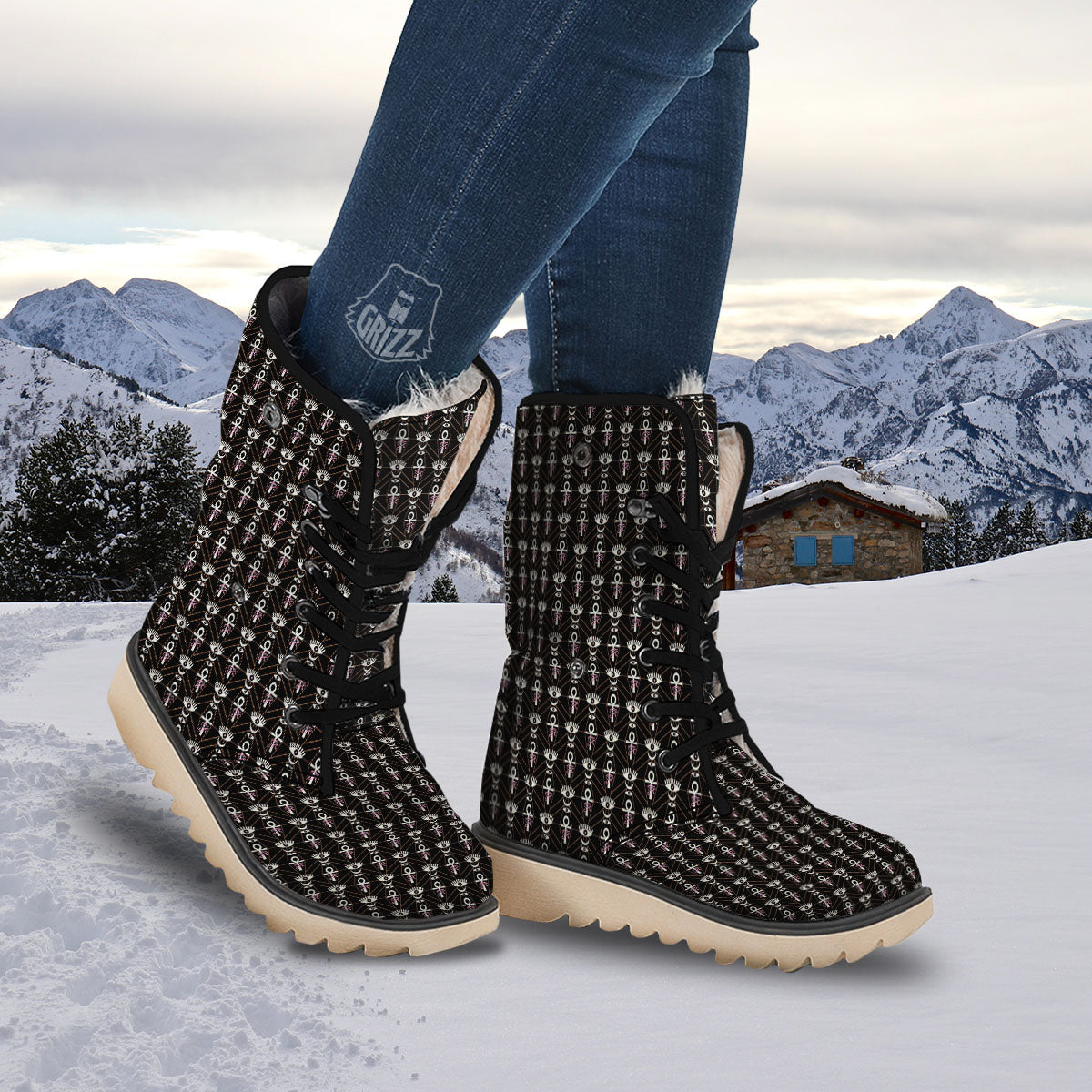 Eye Of Horus Egyptian Print Pattern Snow Boots-grizzshop