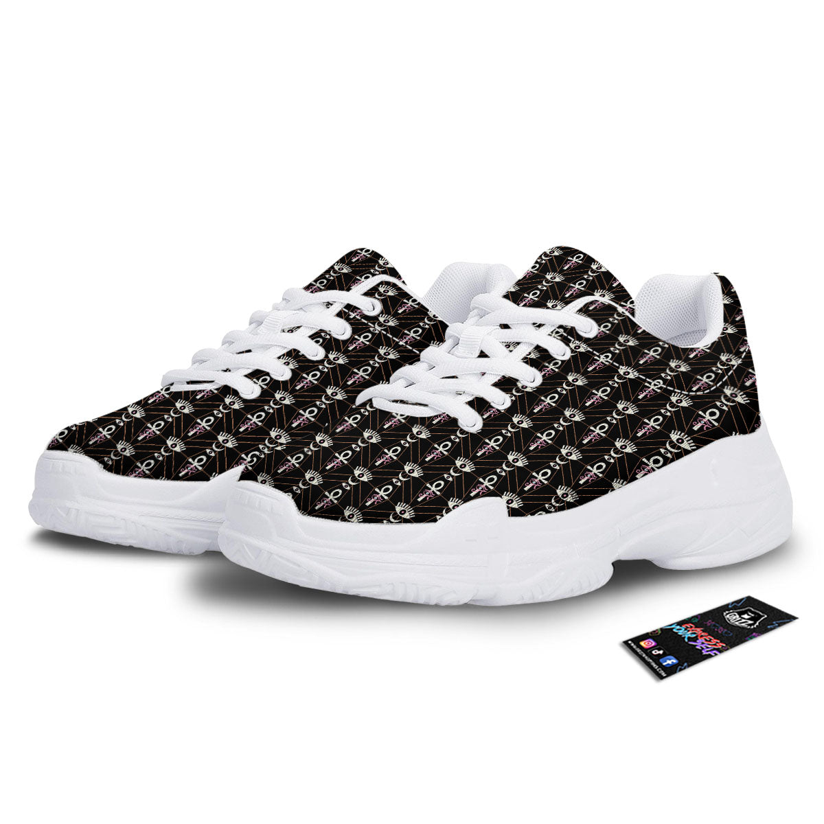 Eye Of Horus Egyptian Print Pattern White Chunky Shoes-grizzshop