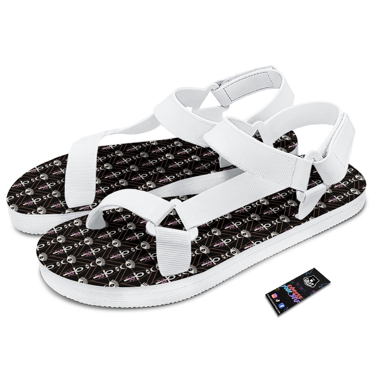 Eye Of Horus Egyptian Print Pattern White Open Toe Sandals-grizzshop
