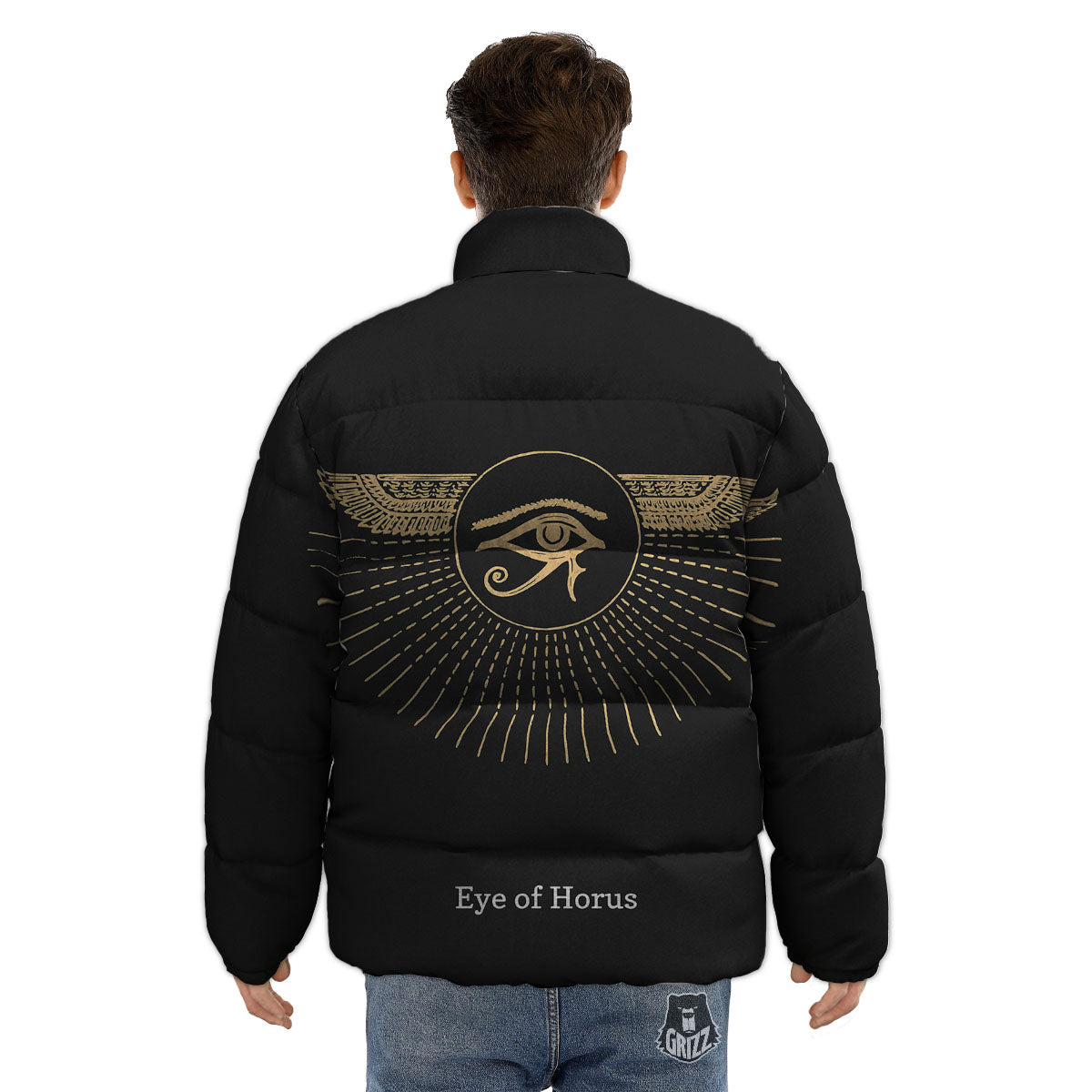 Eye Of Horus Egyptian Print Puffer Jacket-grizzshop
