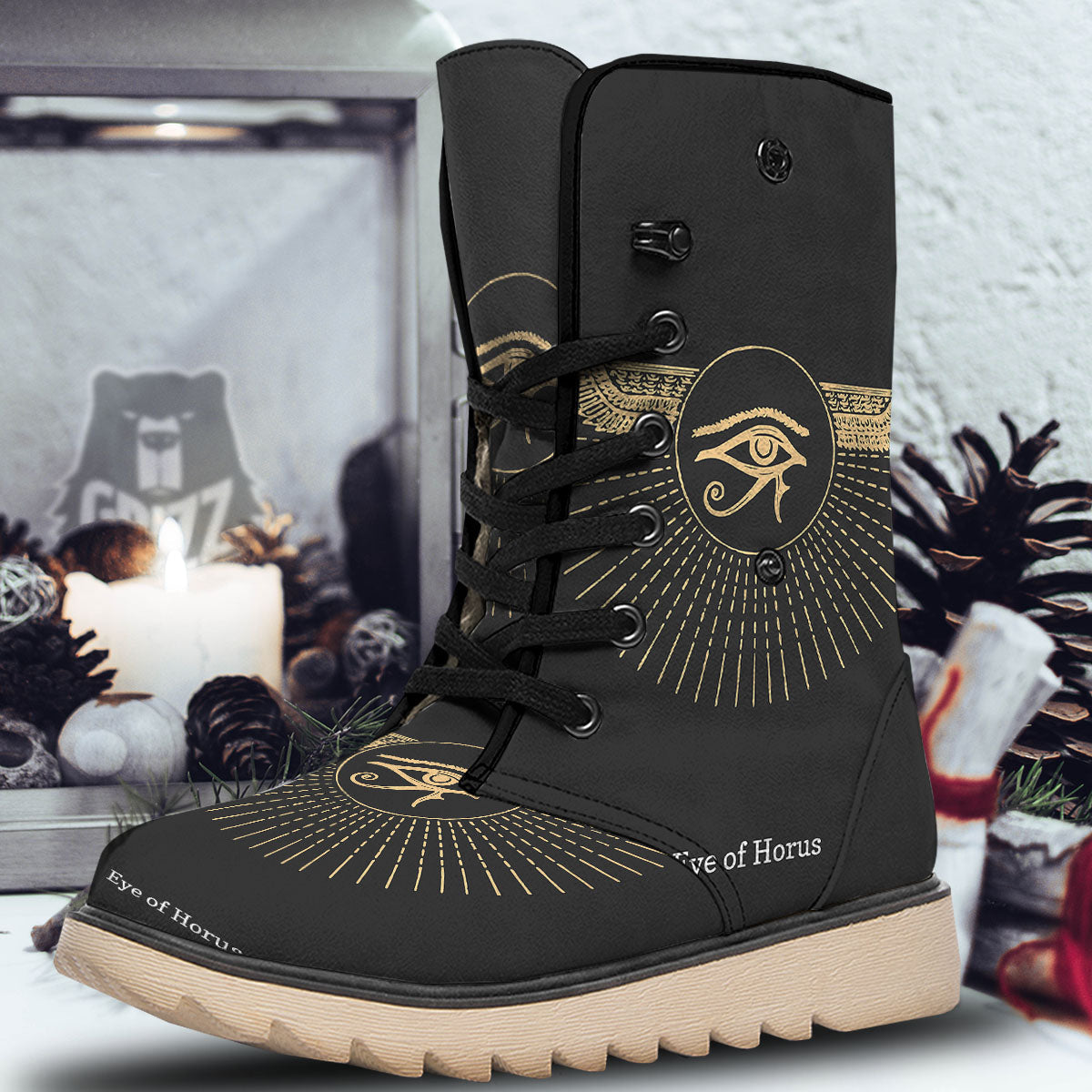 Eye Of Horus Egyptian Print Snow Boots-grizzshop