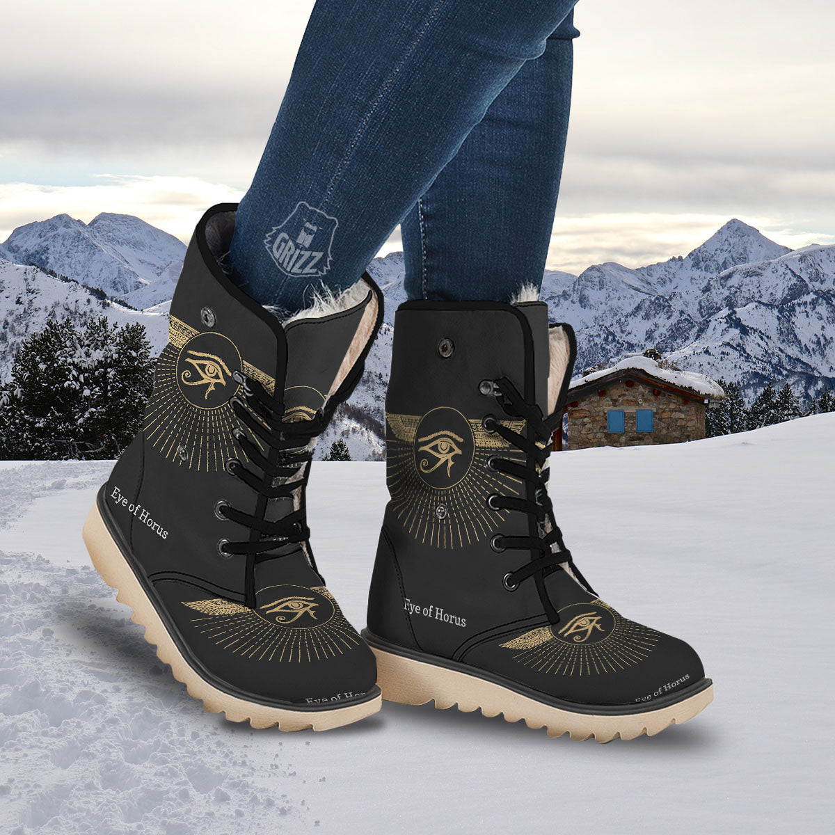 Eye Of Horus Egyptian Print Snow Boots-grizzshop