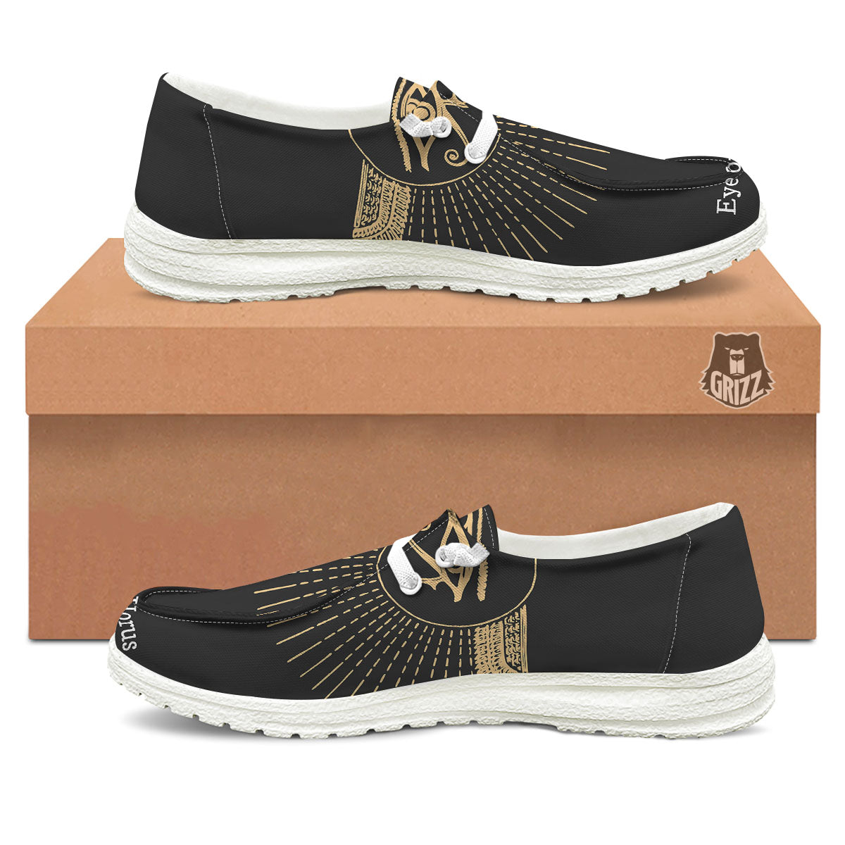 Eye Of Horus Egyptian Print White Loafers-grizzshop