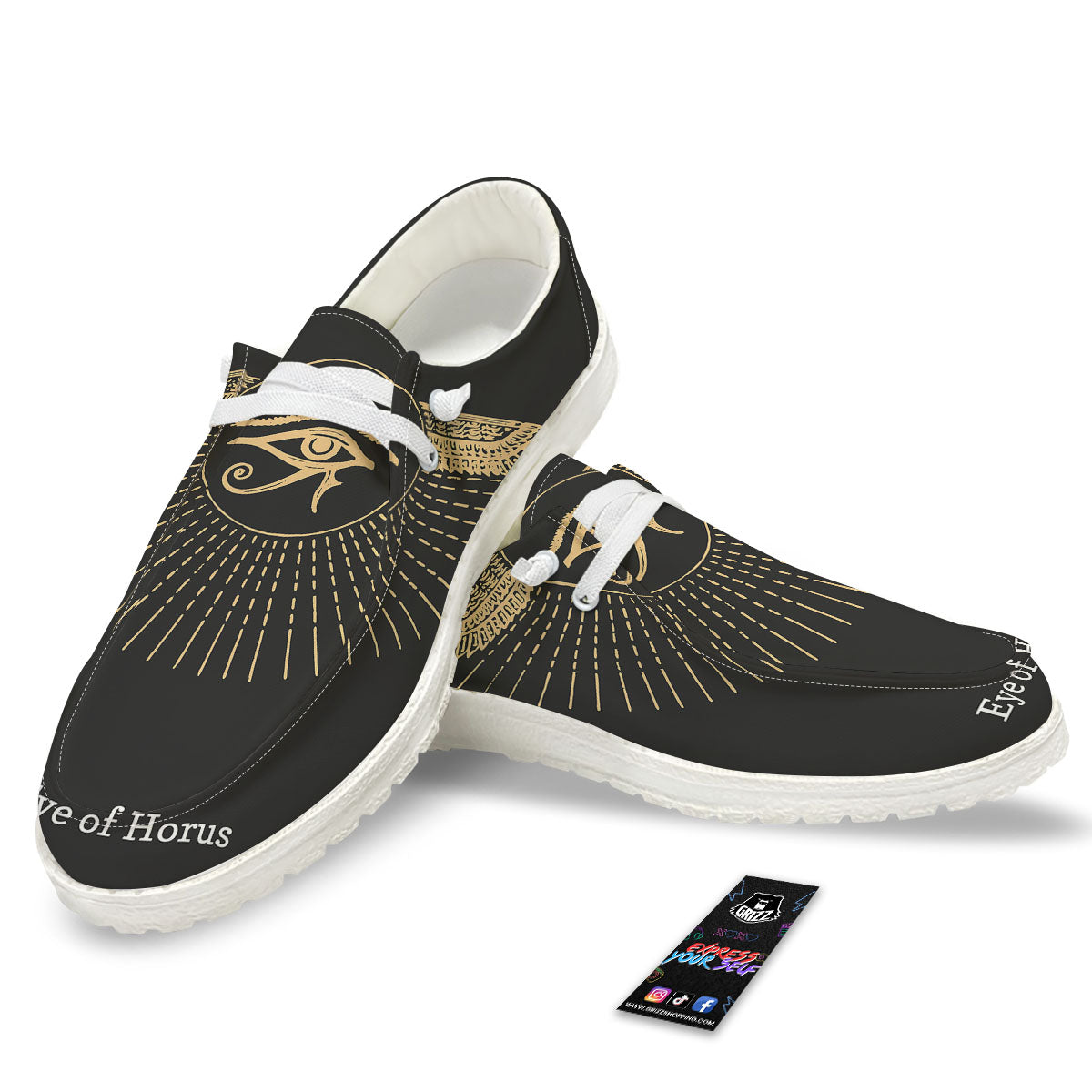 Eye Of Horus Egyptian Print White Loafers-grizzshop