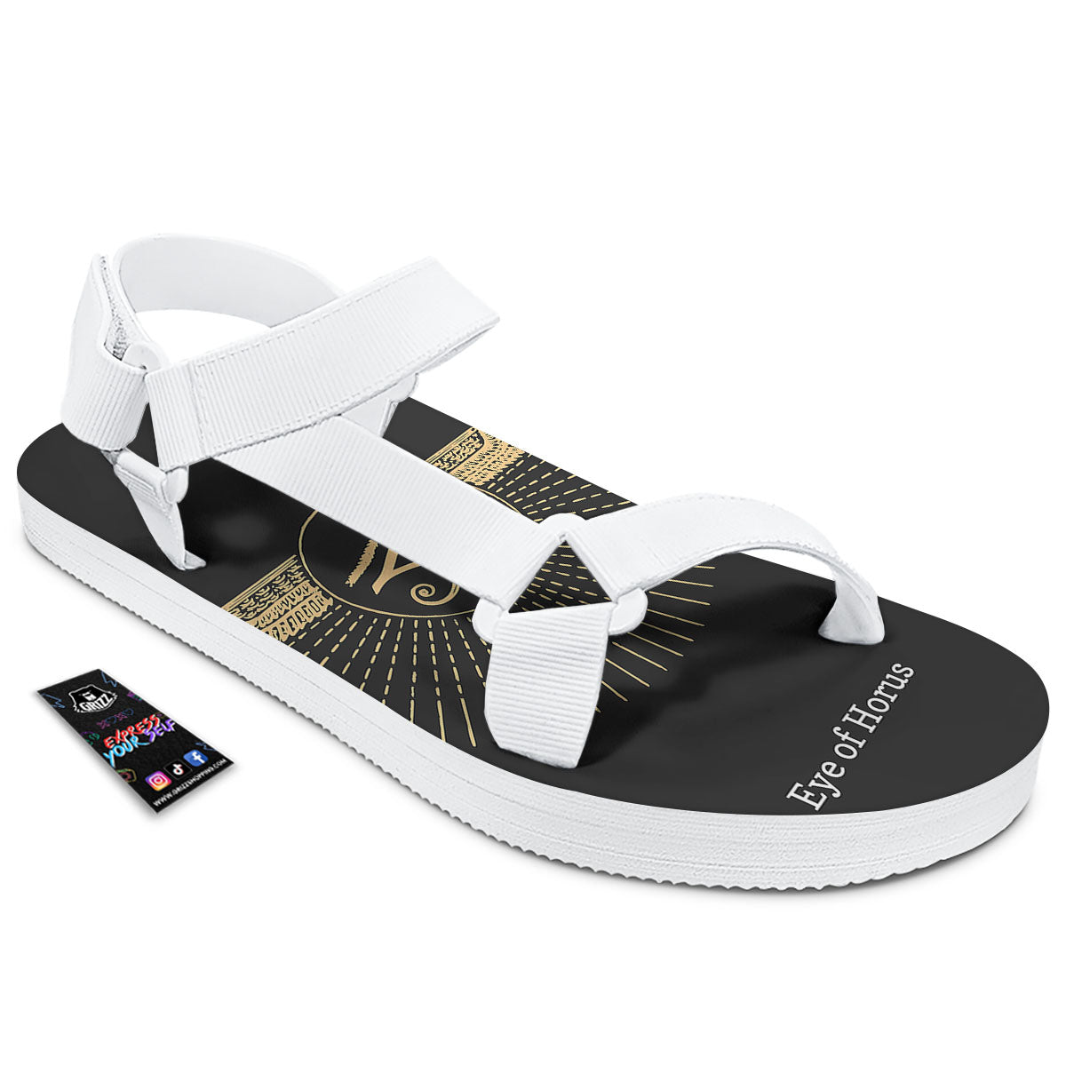 Eye Of Horus Egyptian Print White Open Toe Sandals-grizzshop