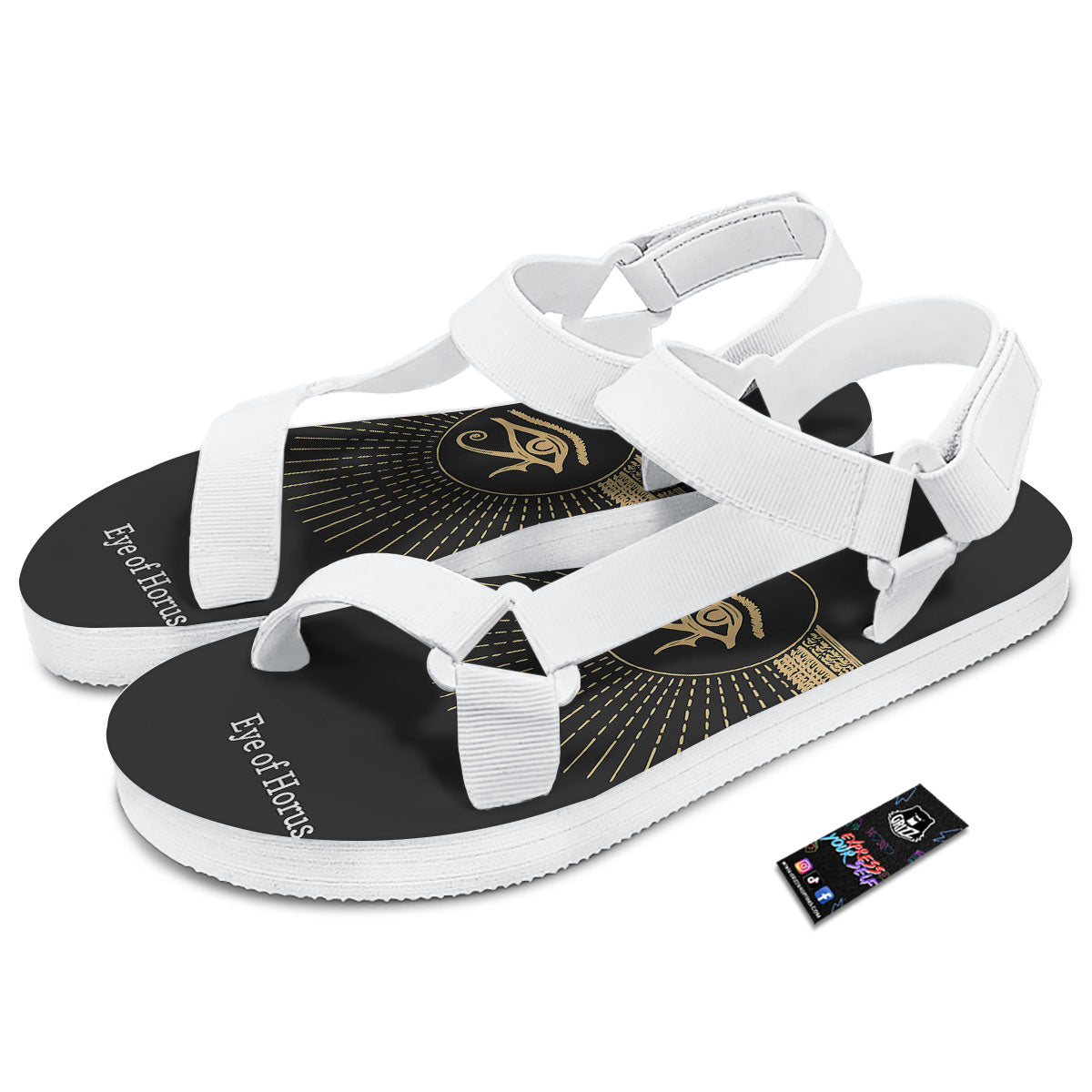 Eye Of Horus Egyptian Print White Open Toe Sandals-grizzshop