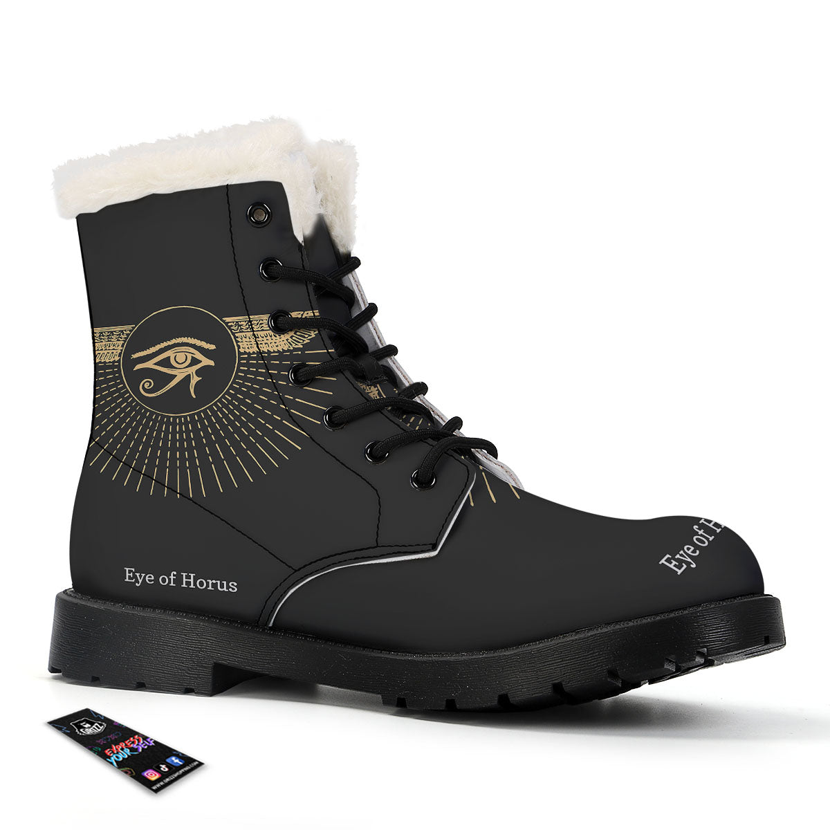 Eye Of Horus Egyptian Print Winter Boots-grizzshop