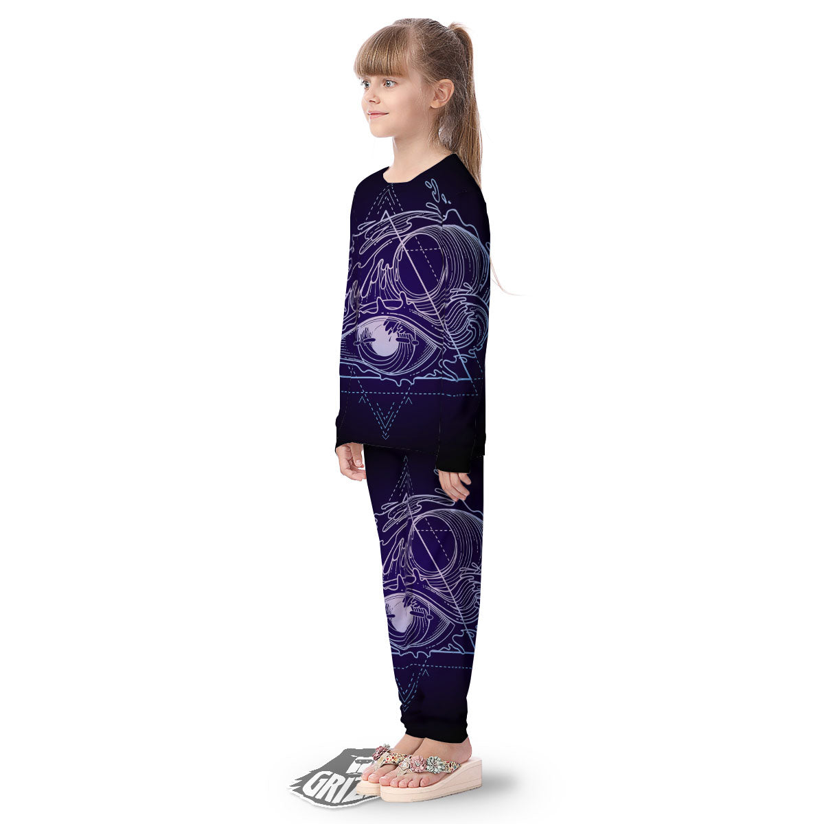 Eye Of Providence Black Purple Print Kid's Pajamas-grizzshop