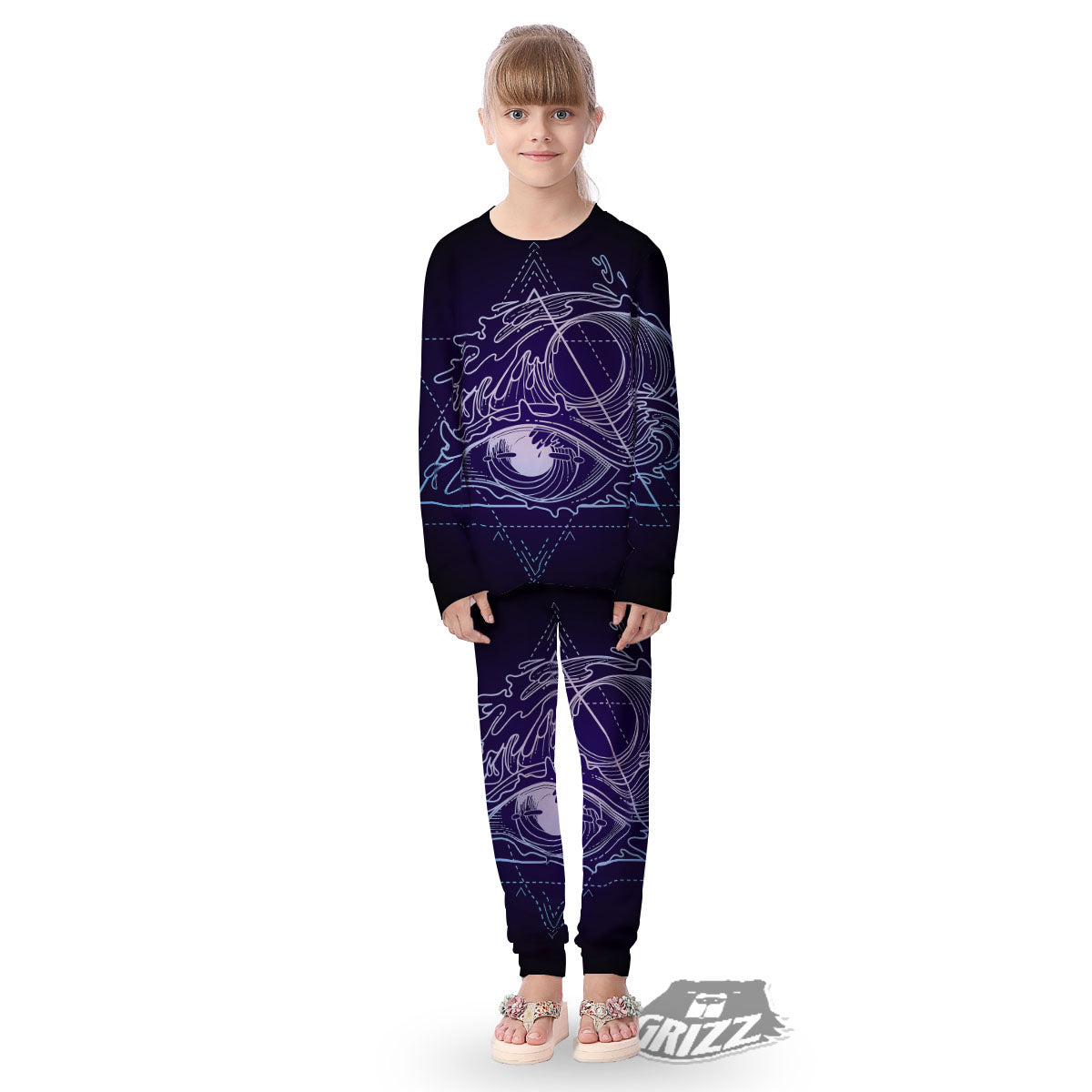 Eye Of Providence Black Purple Print Kid's Pajamas-grizzshop