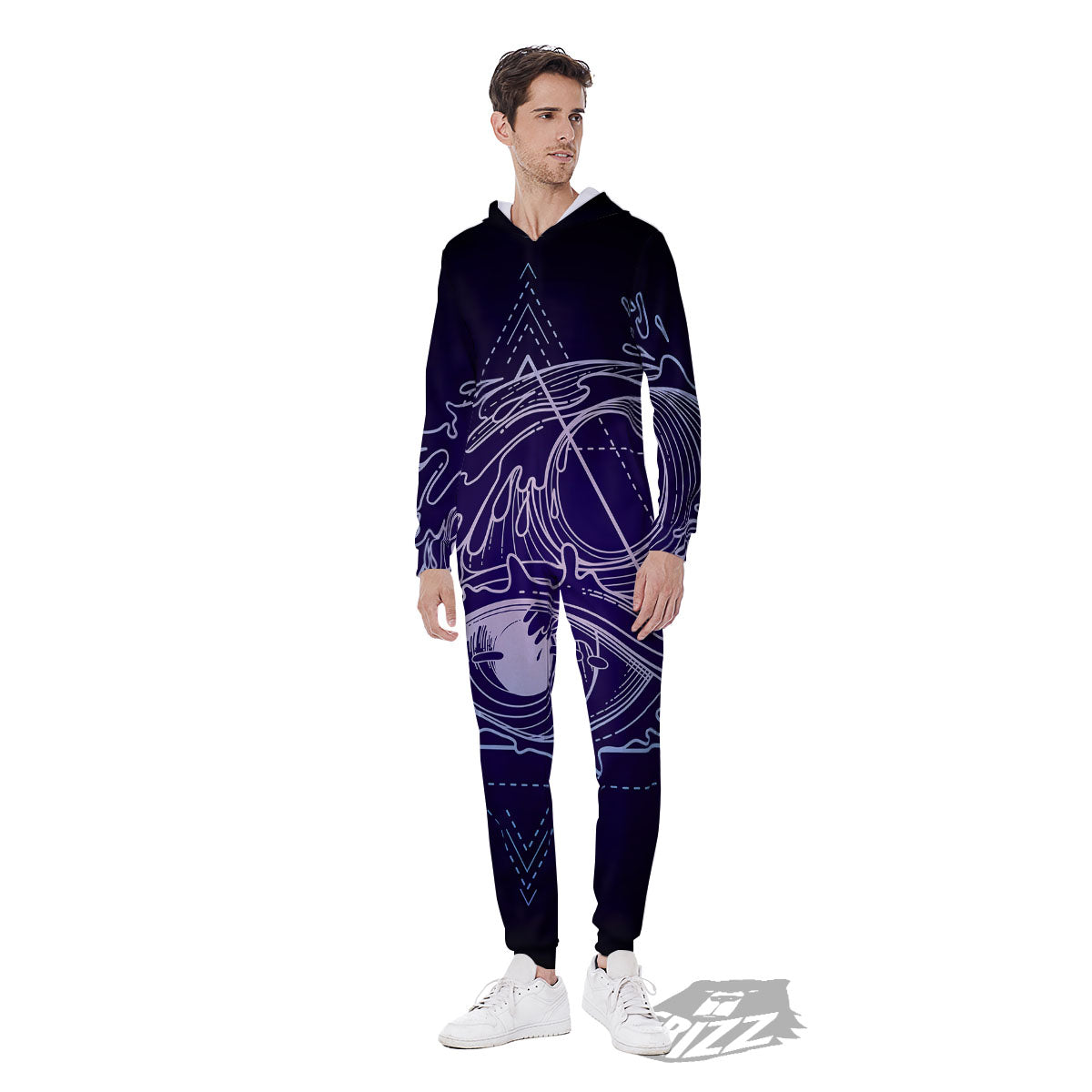 Eye Of Providence Black Purple Print Men's Jumpsuit-grizzshop