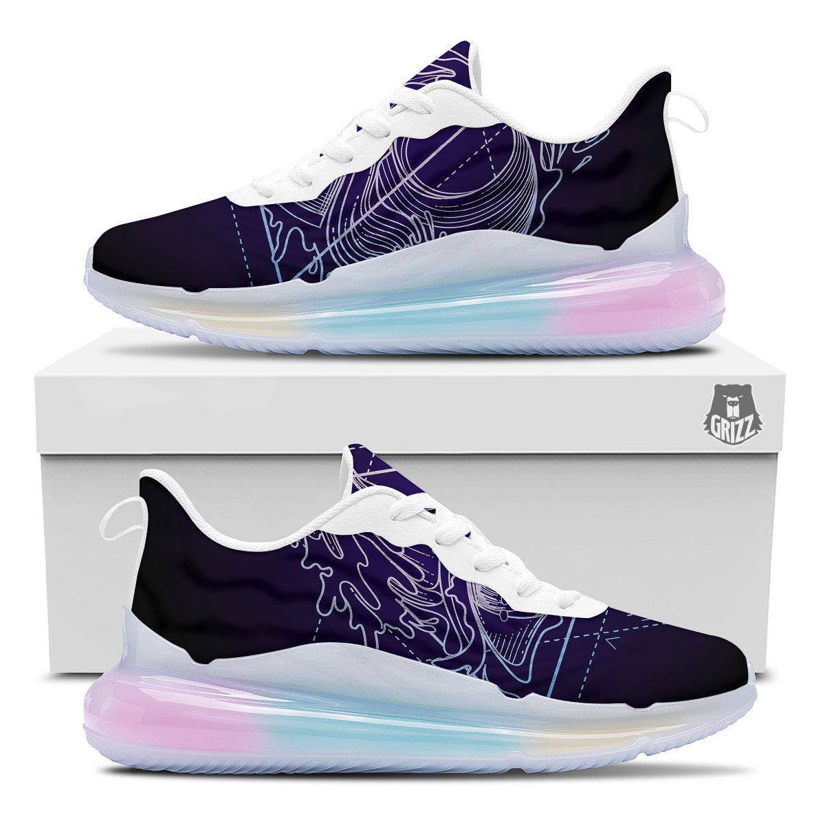 Eye Of Providence Black Purple Print Running Sneakers-grizzshop