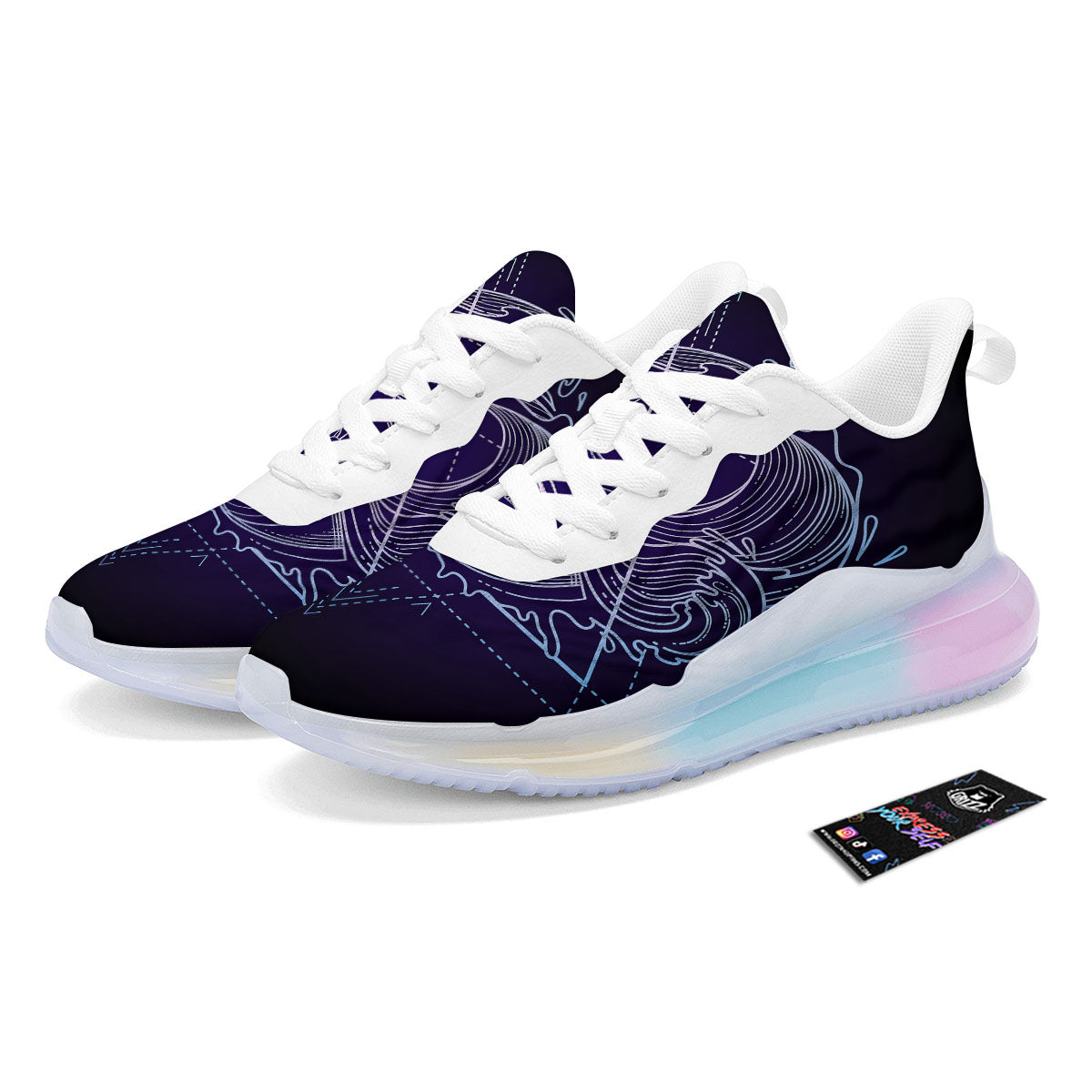 Eye Of Providence Black Purple Print Running Sneakers-grizzshop