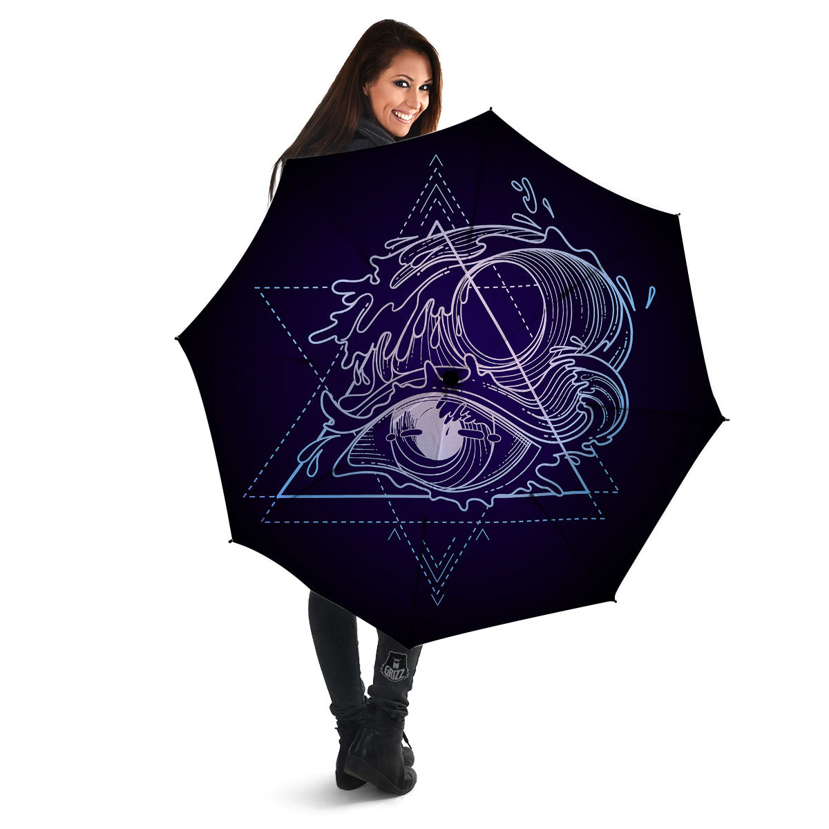 Eye Of Providence Black Purple Print Umbrella-grizzshop