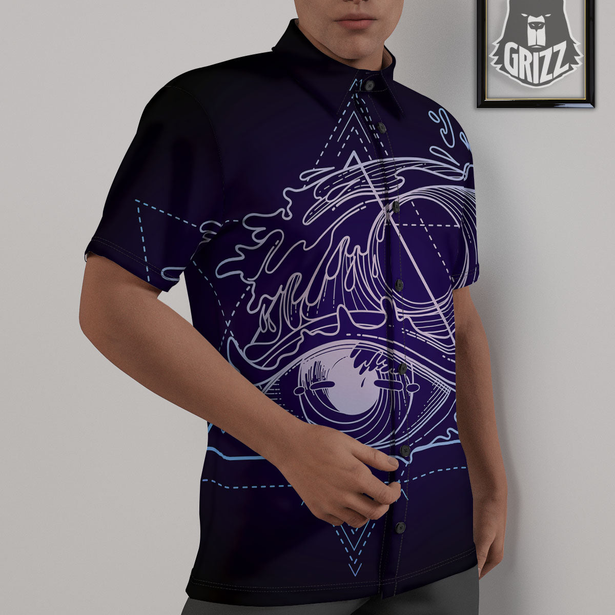Eye Of Providence Black Purple Print Untucked Shirts-grizzshop