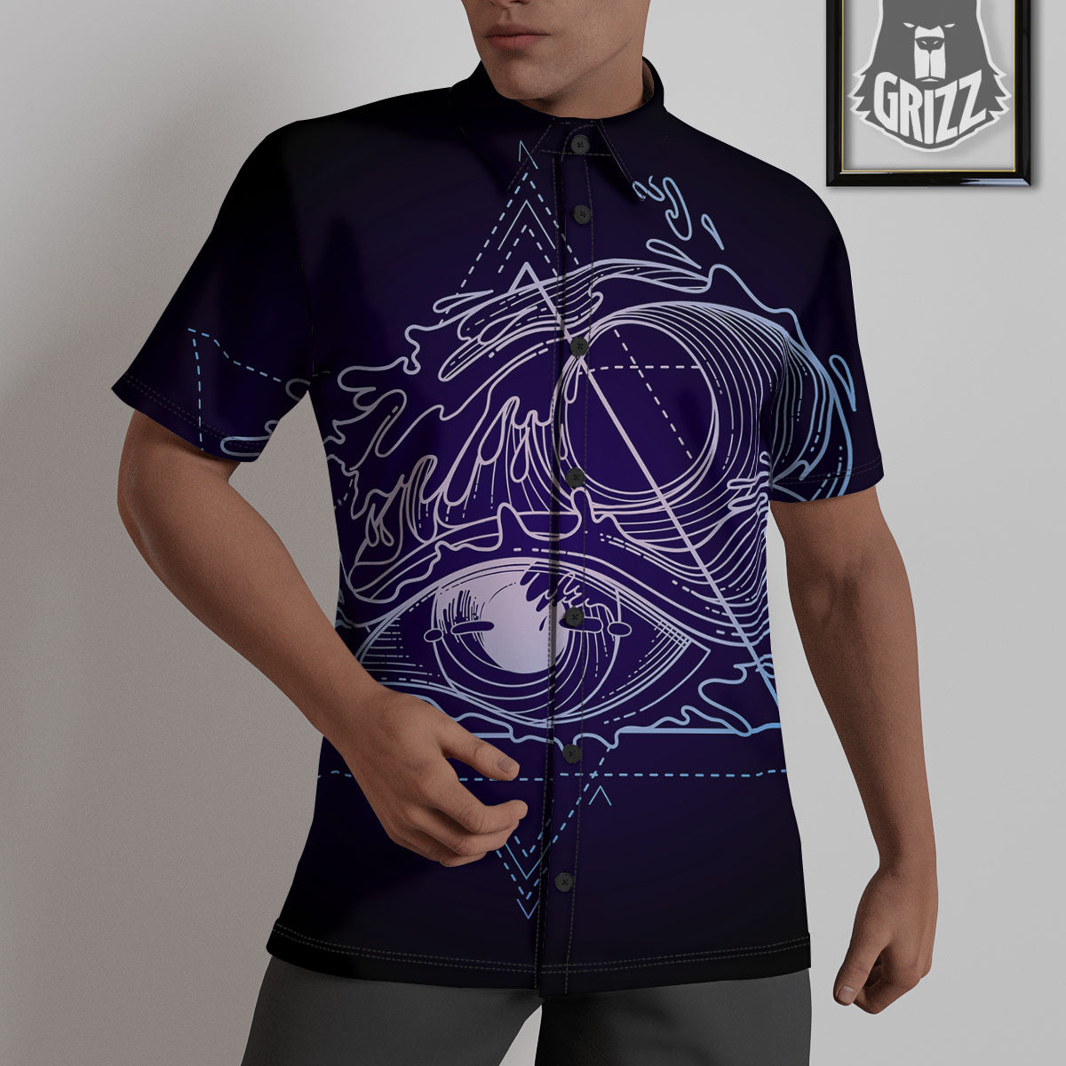 Eye Of Providence Black Purple Print Untucked Shirts-grizzshop