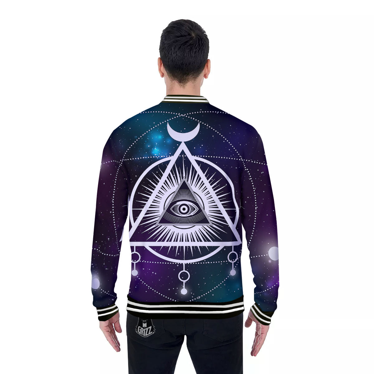 Eye Of Providence Galaxy Print Baseball Jacket-grizzshop