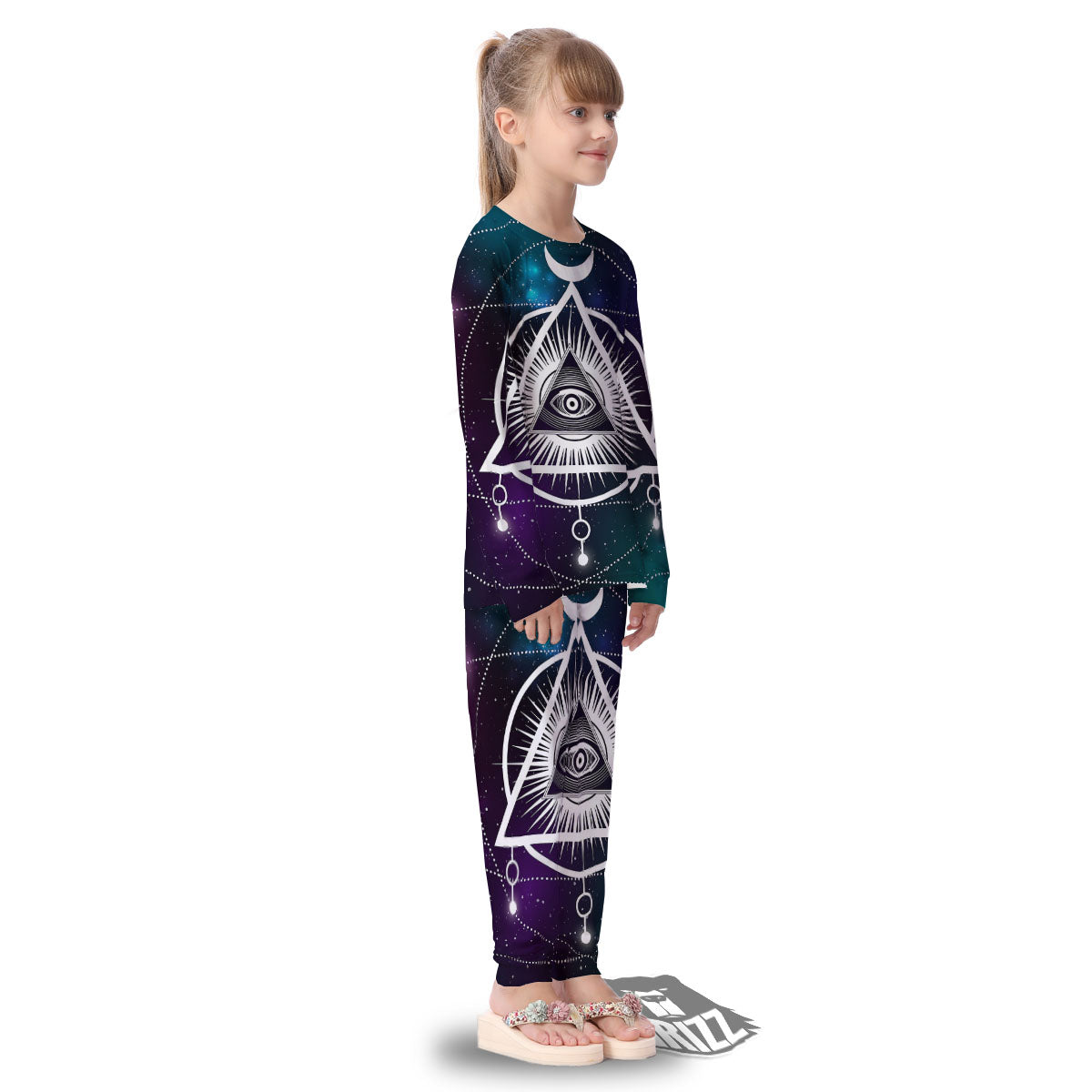 Eye Of Providence Galaxy Print Kid's Pajamas-grizzshop