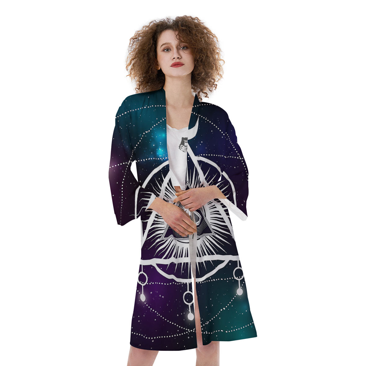 Eye Of Providence Galaxy Print Kimono-grizzshop