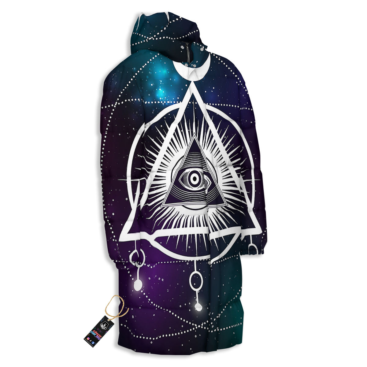 Eye Of Providence Galaxy Print Long Down Jacket-grizzshop